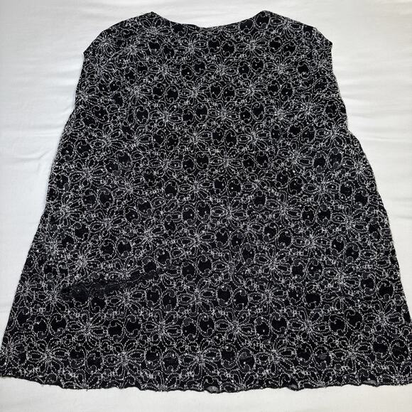 Maggie Barnes Plus Womens 2X Black White Lace Sparkle Tunic Blouse Elegant EUC - Picture 13 of 14